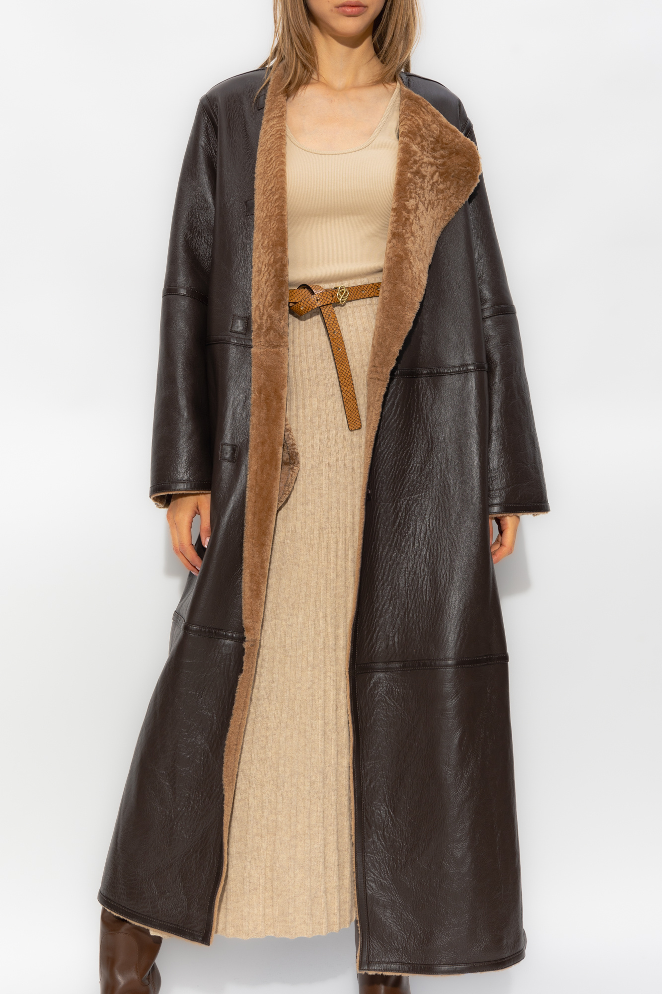 Brown Sandras shearling coat By Malene Birger Vitkac Germany